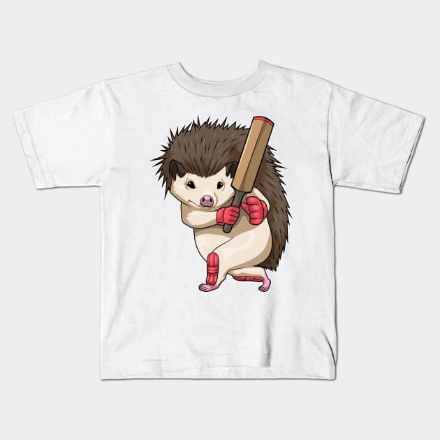 Hedgehog Cricket Cricket bat Kids T-Shirt by Markus Schnabel